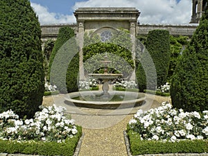 Formal garden with fountain