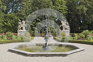 Formal garden with fountain