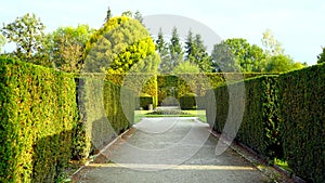 Formal garden in the park of castle