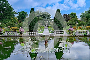 Formal garden with pond