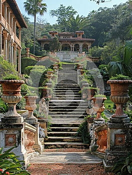 Formal Gardens and Ornate Sculptures in Regal Renaissance Estate