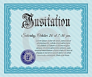 Formal invitation. Superior design. With guilloche pattern and background. Customizable, Easy to edit and change colors.  Light