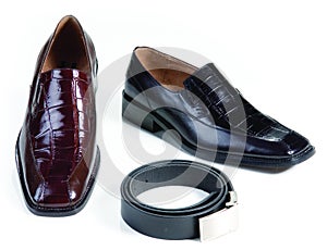 Formal leather shoes and belt