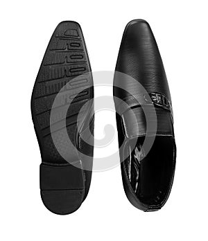 Formal Men's Black Leather Shoe on White Background