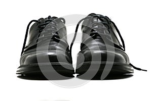 Formal men's black leather shoes