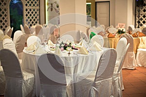Formal table setting with flower decoration
