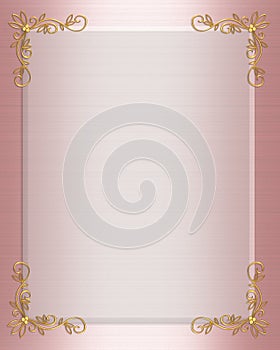 Formal Wedding Invitation border pink satin