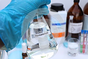 formaldehyde in glass, chemical in the laboratory