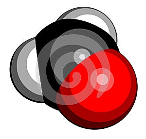 Formaldehyde methanal molecule. Important indoor pollutant. 3D rendering. Atoms are represented as spheres with conventional.