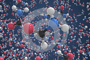 Formamide molecule, scientific molecular model, 3d rendering