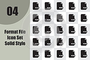Format File Icon Set Solid Style