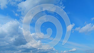 Formation cloud sky scape. Various layers of clouds move in different directions at altitude. Time lapse.