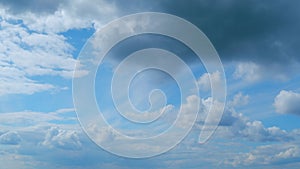 Formation cloud sky scape. Various layers of clouds move in different directions at altitude. Time lapse.