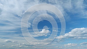 Formation cloud sky scape. Various layers of clouds move in different directions at altitude. Timelapse.