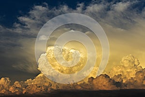 Formation of cumulonimbus cloud/ Sunset stormy clouds