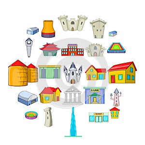 Formation icons set, cartoon style