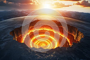 The formation of a magmatic plume from the Earth's core to the surface