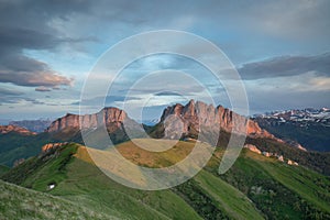 The formation and movements of clouds up to the steep slopes of the mountains of Central Caucasus peaks.