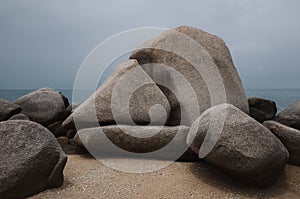 Formation of rocks on a beach in Koh Tao, Thailand