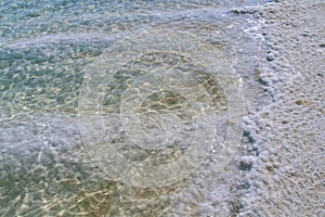 formation the salt in the water of the Dead Sea in Israel