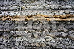 Formation of a stacked layers of rocks