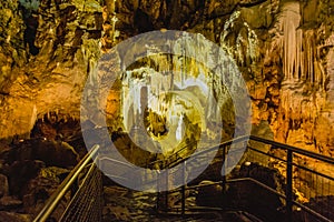 Formation of stalagmites and stalactites in the caves