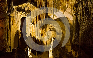Formation of stalagmites and stalactites in the caves