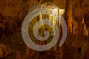 Formation of stalagmites and stalactites in the caves