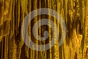 Formation of stalagmites and stalactites in the caves