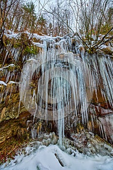 Formations of icicle  on the mountain