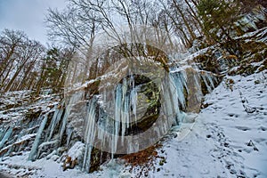 Formations of icicle  on the mountain