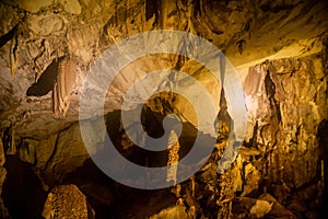 Formations inside of wind cave at Gunung Mulu national park. Sarawak.