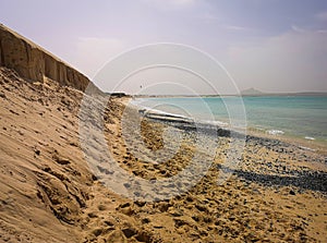 Formations of sand on the beach of Atlantic Ocean