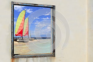 Formentera beach hobie cat Illetes window view