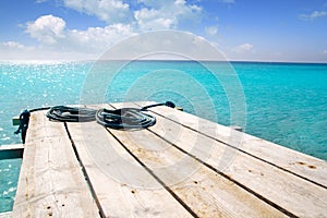 Formentera beach wood pier turquoise balearic sea