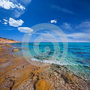Formentera Mitjorn beach with turquoise Mediterranean