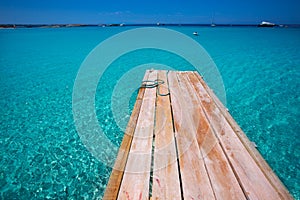 Formentera Ses Illetes beach pier Illetas and Ibiza