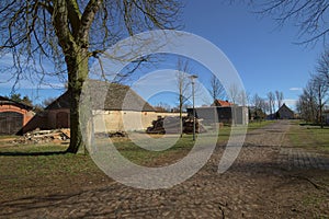 Former carriage house and barn on palace grounds in Griebenow, Mecklenburg-Vorpommern, Germany