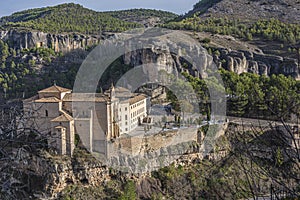 Former convent in the sickles of Huecar river.Cuenca city. Europe Spain photo