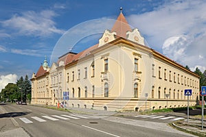 Former Financial building in SNP street in Zlate Moravce town