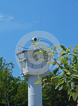 Former GDR watchtower as memorial photo