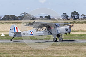 Former Royal Australian Air Force RAAF Taylorcraft Auster Mk.3 single engine light aircraft VH-MHT A11-49.