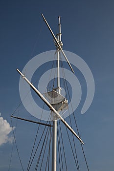 Former ship`s mast in place Birkenhead Docks Wirral August 2019