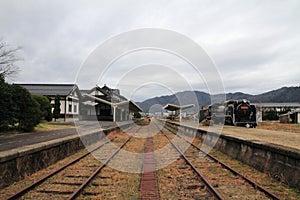 Former Taisha station and steam locomotive