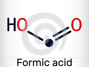 Formic acid, methanoic acid CH2O2 molecule. Skeletal chemical formula