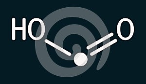 Formic acid, methanoic acid CH2O2 molecule. Skeletal chemical formula on the dark blue background