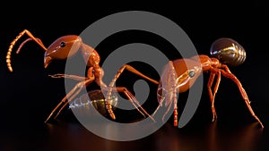 3d rendering of aggressive posture of formica rufa or red wood ant photo