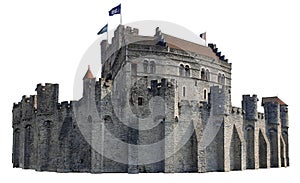 A formidable flemish castle isolated image photo