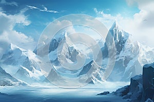 Formidable Ice big mountains. Generate Ai