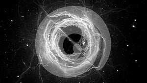 Forming of accretion disk black and white intensity map photo